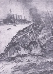 北海の災害：アブキールの沈没、大戦争の歴史第3巻からWaverley Book Co Limited、1920年頃